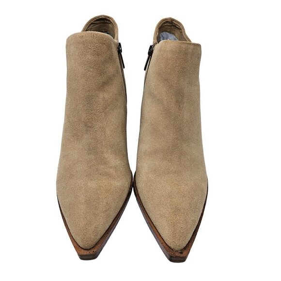Vince Camuto Golivia Suede Booties Tan Women’s Size 10 Pointed Toe Block Heel - Picture 3 of 10